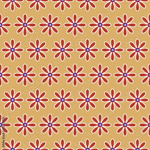 Minimal Retro Geometric Style Daisy Flowers Seamless Trendy Pattern Chic Fashion Colors Perfect for Allover Fabric Print
