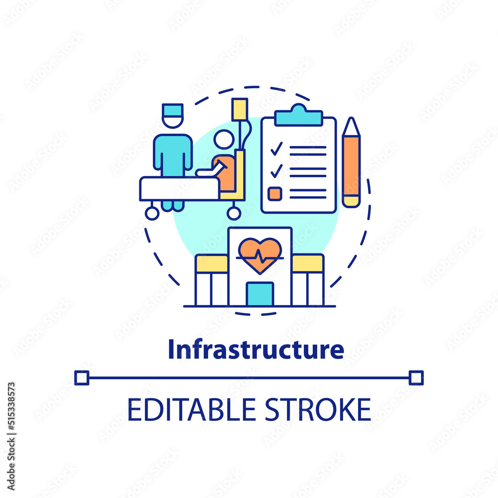 Infrastructure concept icon. Rapid response to virus. Pandemic preparedness effort abstract idea thin line illustration. Isolated outline drawing. Editable stroke. Arial, Myriad Pro-Bold fonts used Infrastructure concept icon. Rapid response to virus. Pandemic preparedness effort abstract idea thin line illustration. Isolated outline drawing. Editable stroke. Arial, Myriad Pro-Bold fonts used