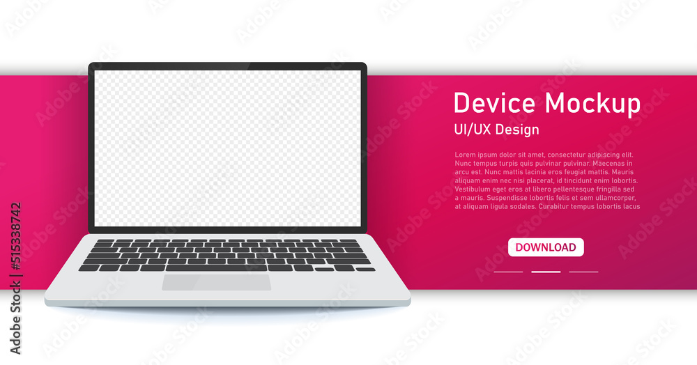 Interface UI and UX design .Realistic gray laptop isolated on white ...