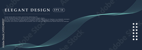 Abstract background dark blue with blue color wavy lines. Landing page design, suitable for the main page of your website. Editble stroke. Vector illustration. EPS 10.