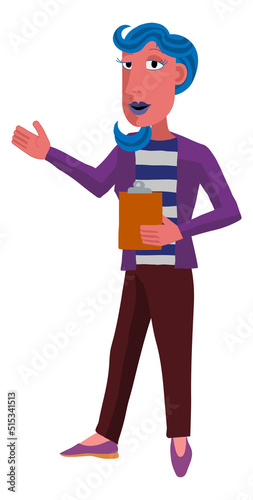 Woman With Clipboard Pointing Illustration