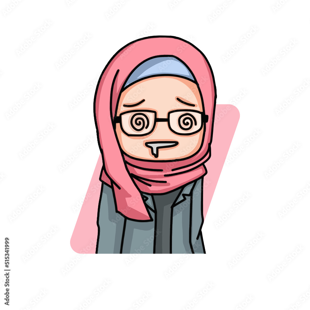 Beautiful Muslim Women Wearing Hijab Illustration.