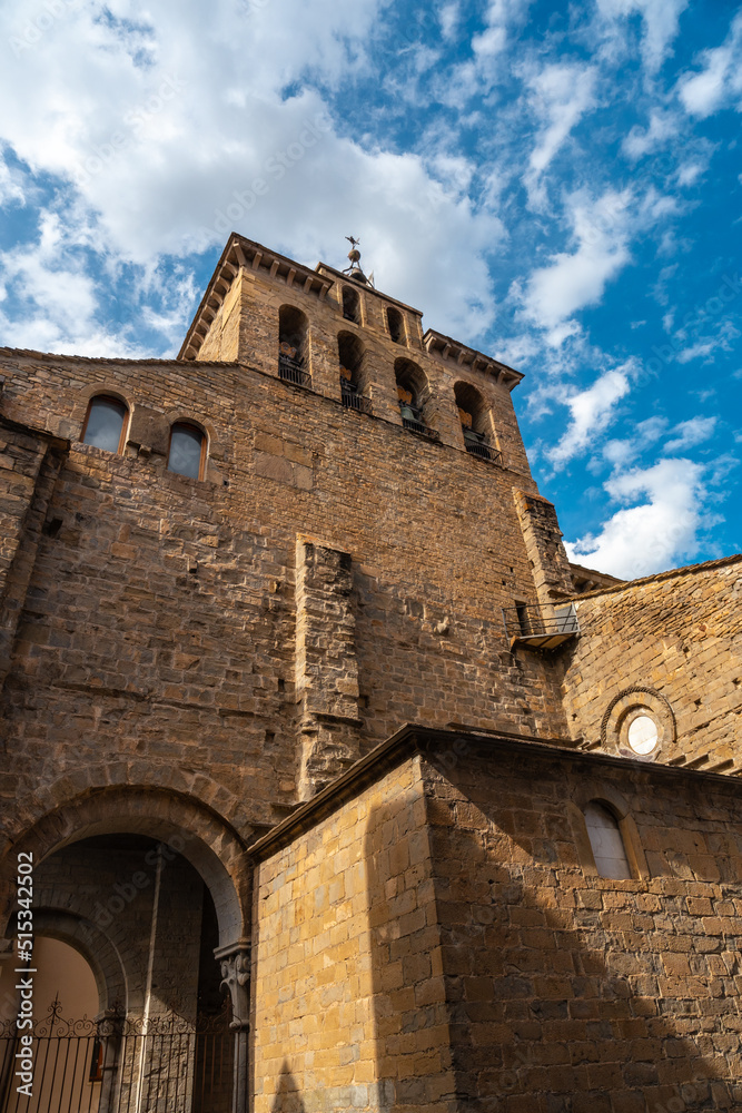 Detail of the Cathedral of San Pedro in the city of Jaca in Aragon. Spain