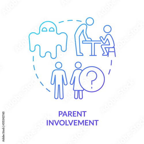 Parent involvement blue gradient concept icon. Process interference. Problem in public schools abstract idea thin line illustration. Isolated outline drawing. Myriad Pro-Bold font used