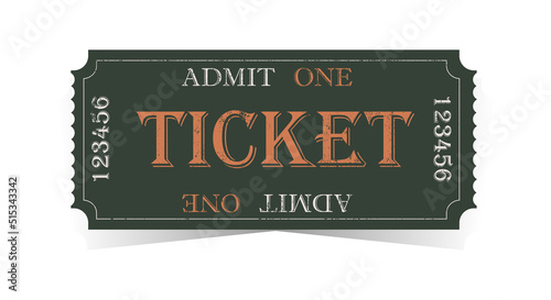 old vintage admit one ticket isolated