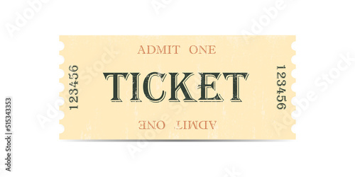 old vintage admit one ticket isolated