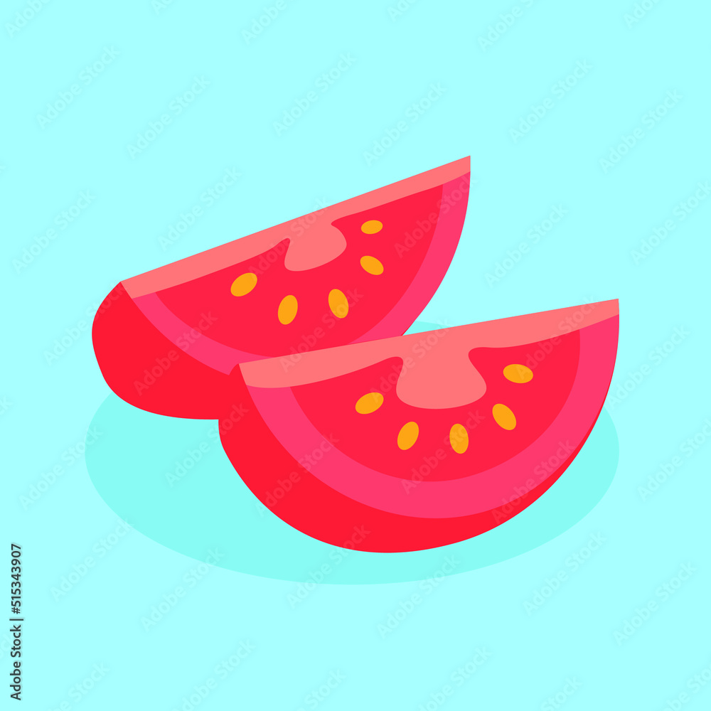 Two slices of tomato, illustration Two slices of tomato, illustration