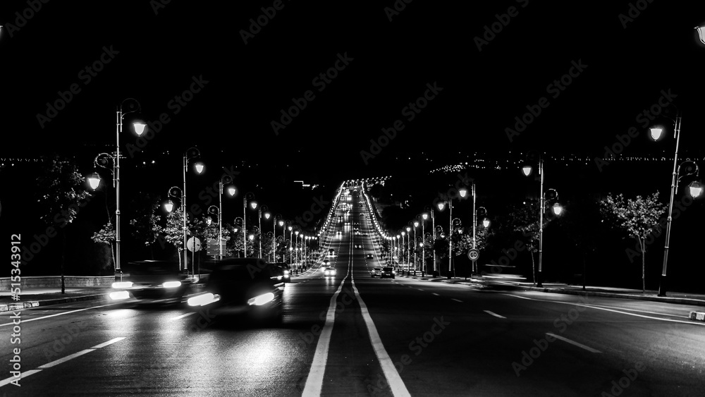 Obraz premium Night road with bulbs in Cabo Negro