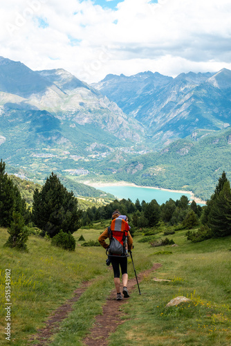 Trekking towards Ibon de Piedrafita in the Tena Valley in the Pyrenees, Huesca, Spain