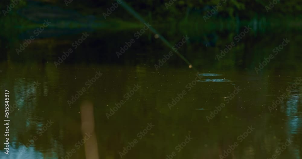 process of casting fishing rod in pond water, closeup view, angling in nature, 4K, Prores process of casting fishing rod in pond water, closeup view, angling in nature, 4K, Prores