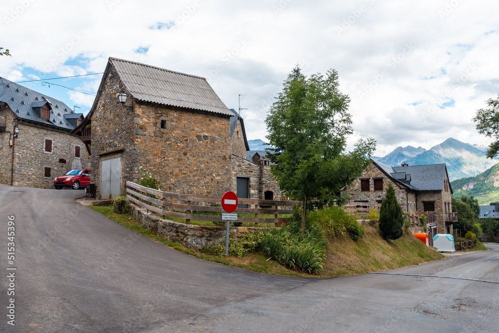 Traditional mountain house in Piedrafita de Jaca in the Pyrenees, Biescas, Alto Gallego, Huesca