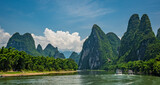 Tourist boats sailing on a Li River in China