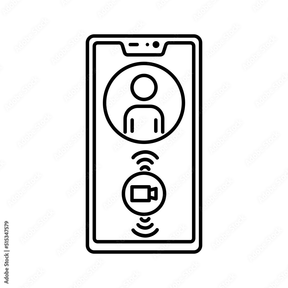 Black line icon for Video call Black line icon for Video call