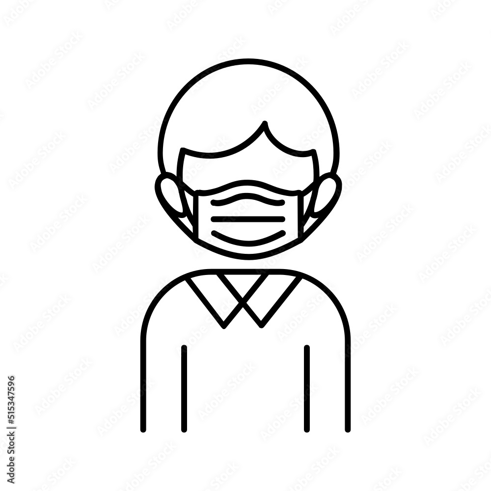 Black line icon for Wear mask
