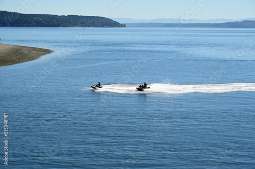 Jet skiing at Gig harbor on a hot summers morning. 