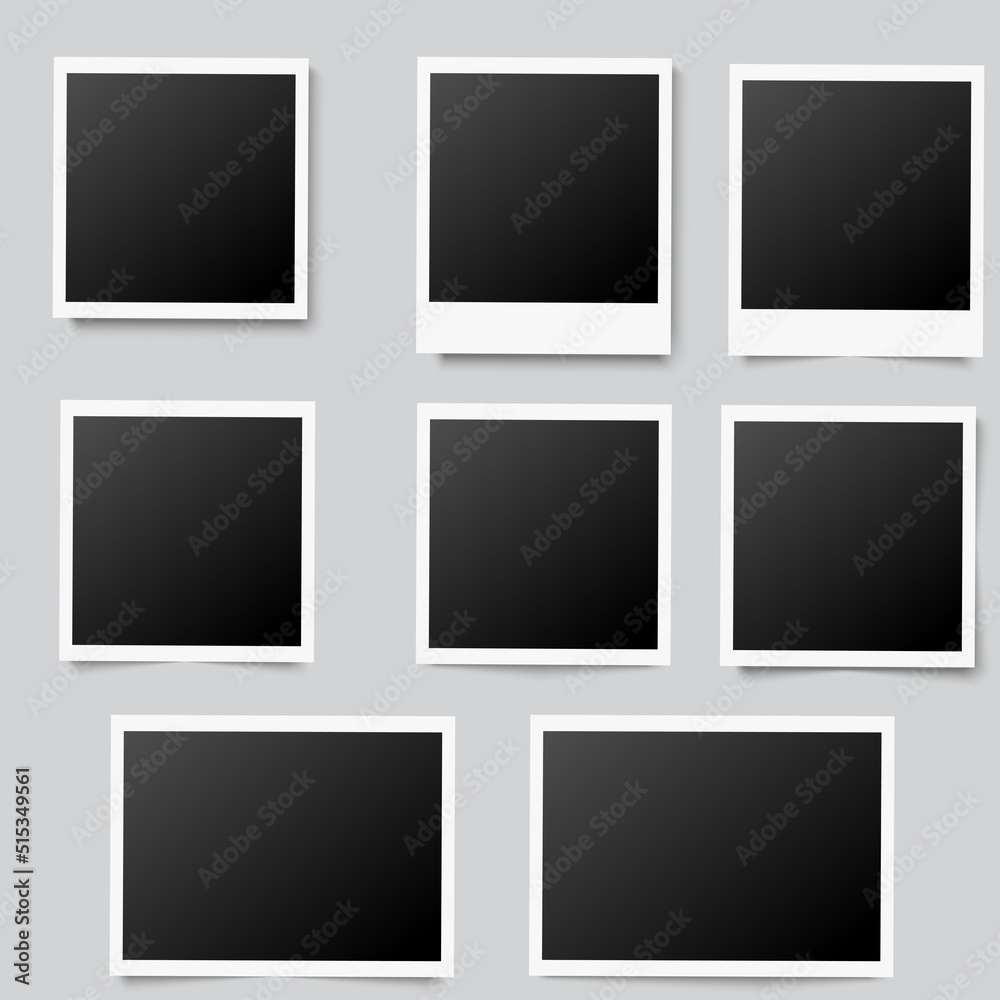 Set of photo frame mockup design. Vector