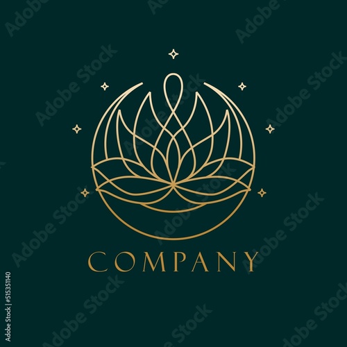 Lotus moon Line art Logo Design