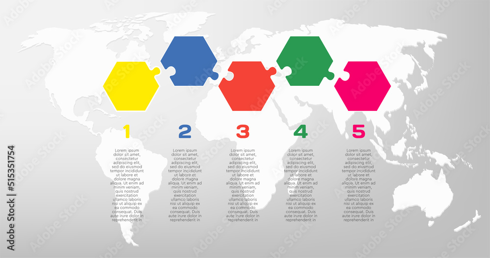 Five steps line infographic, puzzle template Stock Vector | Adobe Stock