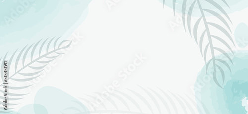Abstract minimal earth tone long banner template. Organic shapes floral and leaves vector background with copy space for text. social cover.