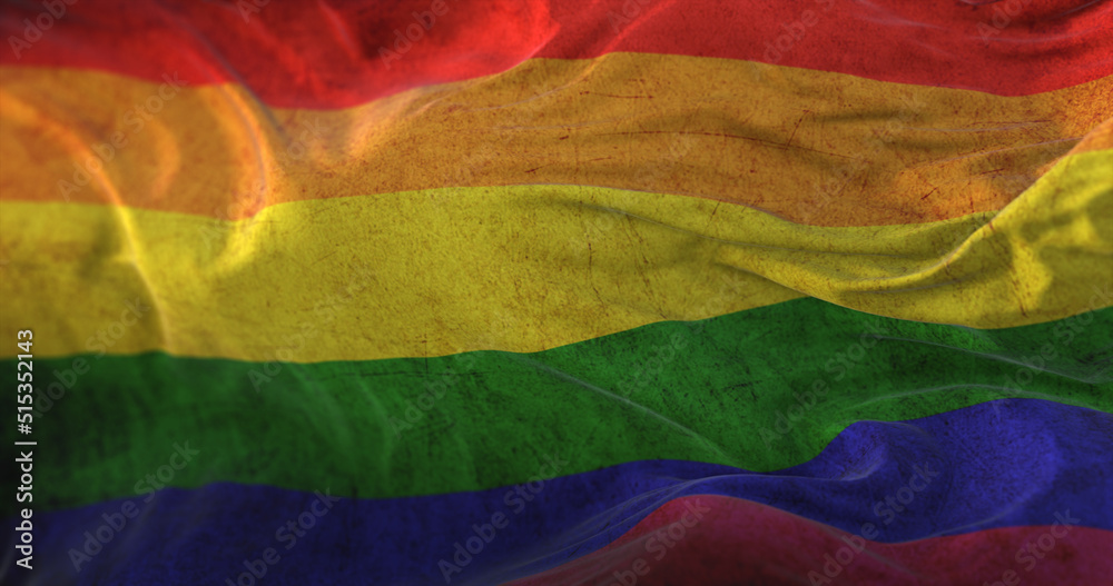 Old rainbow flag, LGBT pride Flag waving at wind Stock Illustration ...