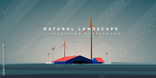 modern scenery illustration mountain and sky landscape in duo tone color
