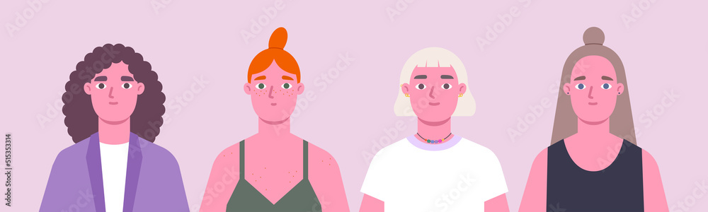 Caucasian female avatar set. Woman character faces Caucasian female avatar set. Woman character faces
