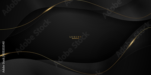 Abstract modern design black background with luxury golden elements vector illustration.