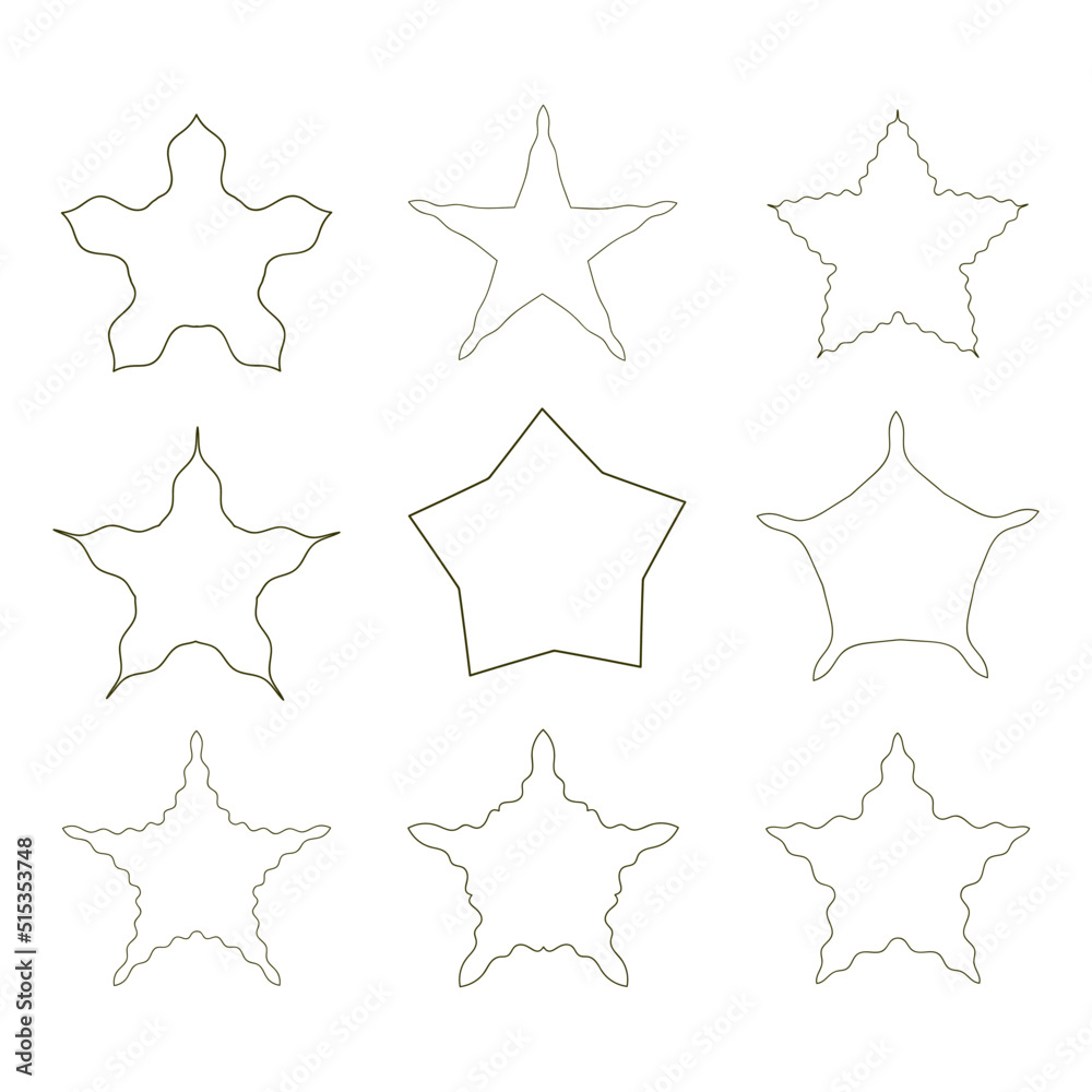set of stars decorative vector outlines set of stars decorative vector outlines