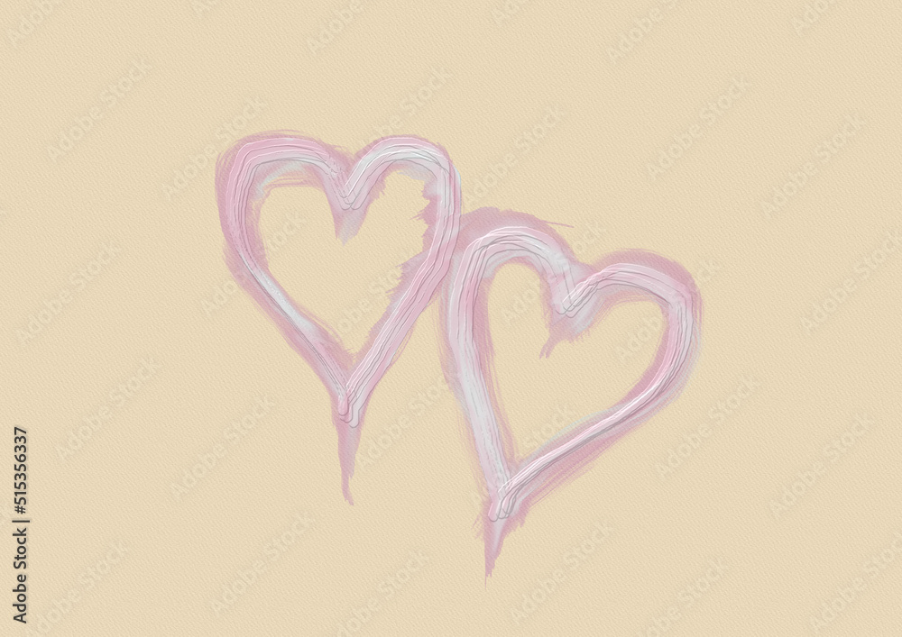 Digital Illustration of two heart shapes on a canvas.