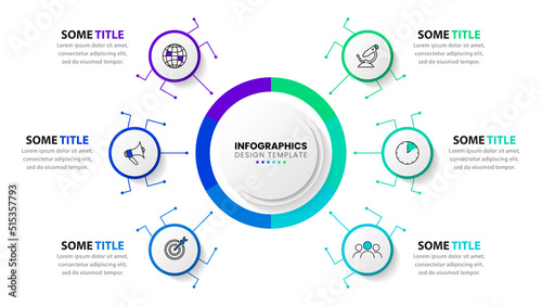Infographic template. Technology concept with circle and 6 steps