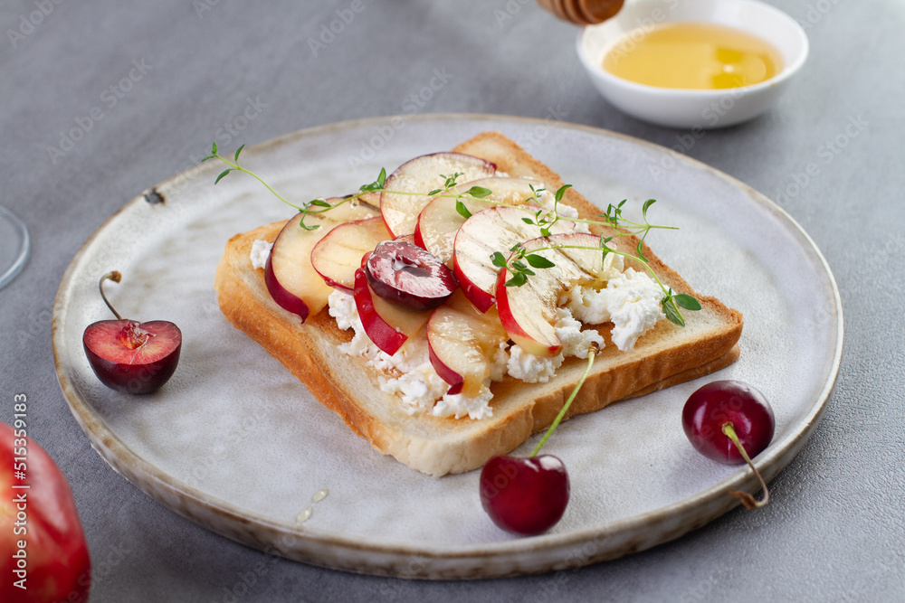 Bruschetta with cheese and peach Bruschetta with cheese and peach