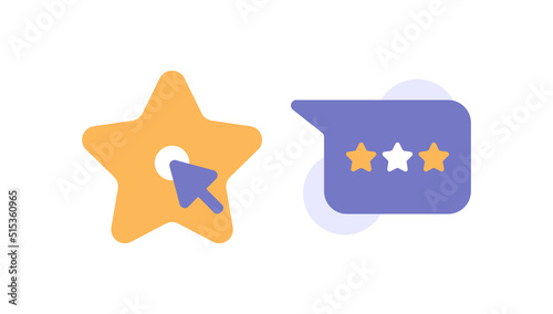 give a rating, review, give an assessment. evaluation. stars, comments, criticism, suggestions, customers. symbols and icons. flat cartoon illustration. concept design