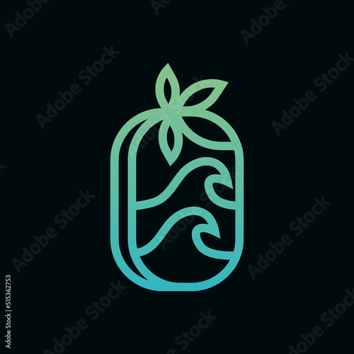 Tropical wave line gradient logo illustration design