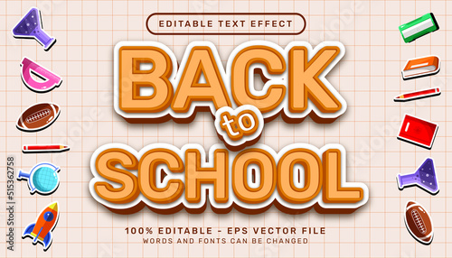 back to school 3d editable text effect template