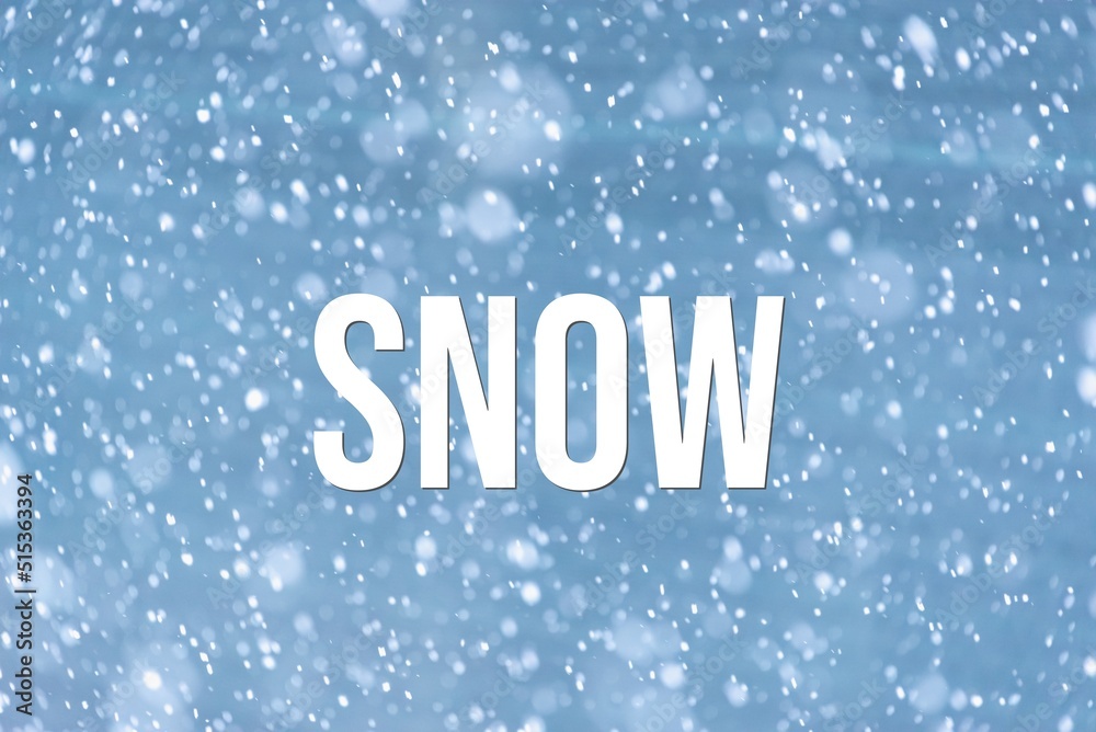 SNOW - word on the background of the sky with clouds. SNOW - word on the background of the sky with clouds.