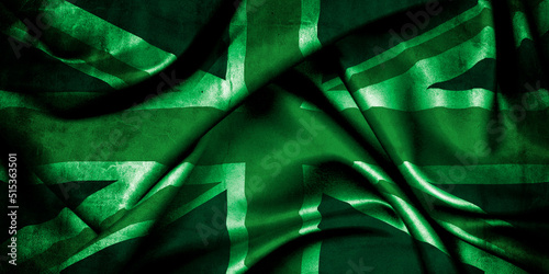 Union Jack Flag with a green effect suggesting environmental actions in the United kingdom