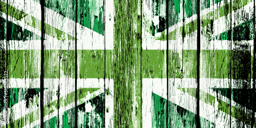 Union Jack Flag with a green effect suggesting environmental actions in the United kingdom