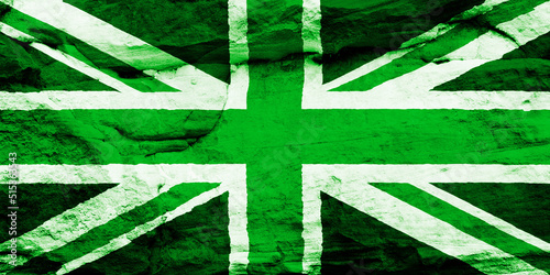 Union Jack Flag with a green effect suggesting environmental actions in the United kingdom