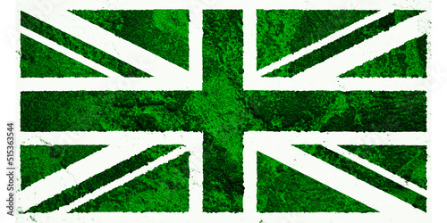 Union Jack Flag with a green effect suggesting environmental actions in the United kingdom