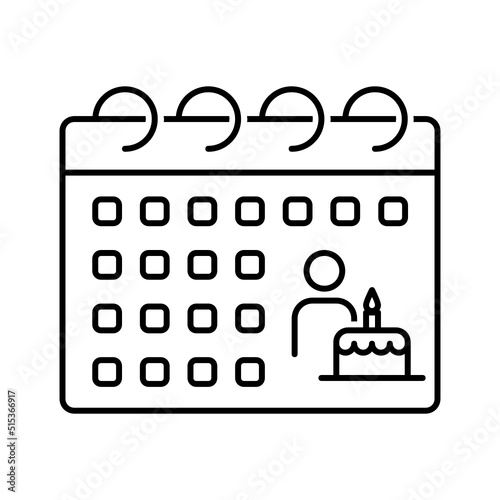 Black line icon for Date of birth photo