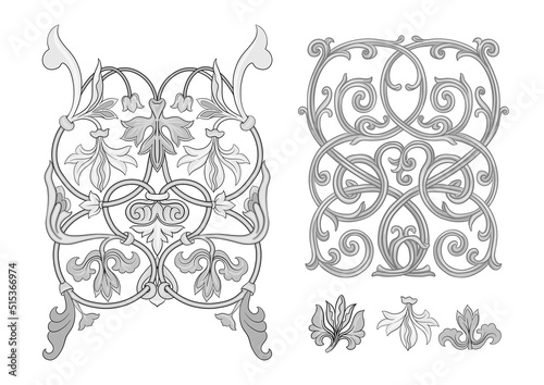 Cuadro en lienzo Byzantine traditional historical floral motifs, pattern