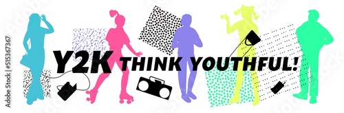 Trending Y2K landscape poster. Editable vector illustration