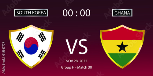 Soccer world cup 2022. South Korea vs Ghana. Group stage match 30. Vector illustration. eps 10