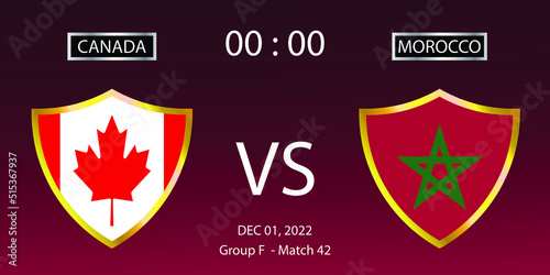 Soccer world cup 2022. Canada vs Morocco. Group stage match 42. Vector illustration. eps 10