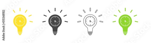 Times icon in light bulb set. Vector.