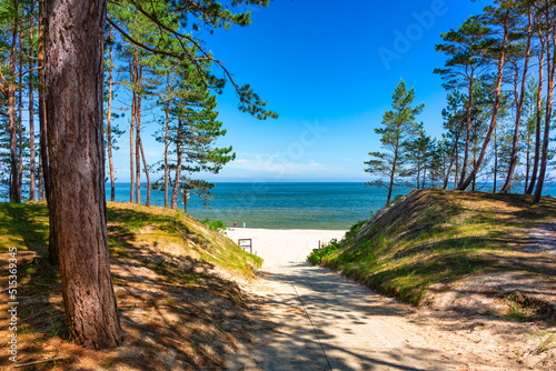 Fototapeta Naklejka Na Ścianę i Meble -  Landscape of the summer beach of the Baltic Sea in Sztutowo, Poland