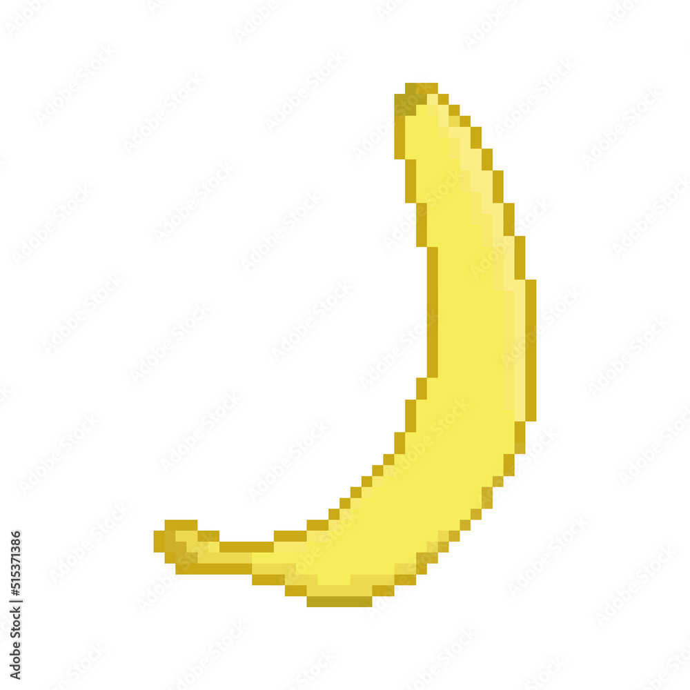 Fototapeta premium Banana vector icon. Pixel art. 8 bit logo for game. eps10