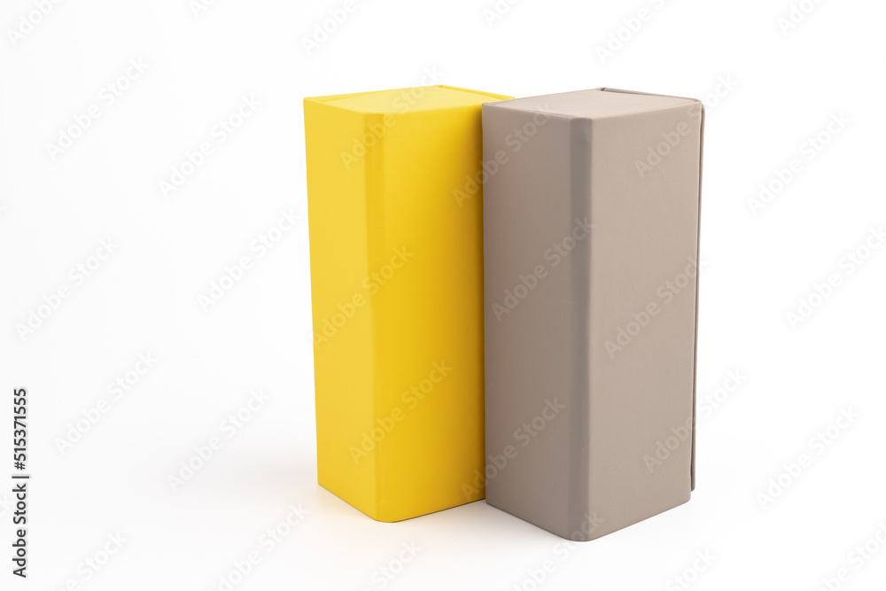 Yellow and grey box for decorate or keep something on white background. Yellow and grey box for decorate or keep something on white background.