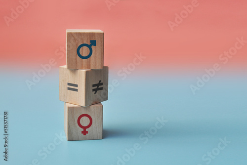 Equality and non-equality between men and women. Gender equality and tolerance photo
