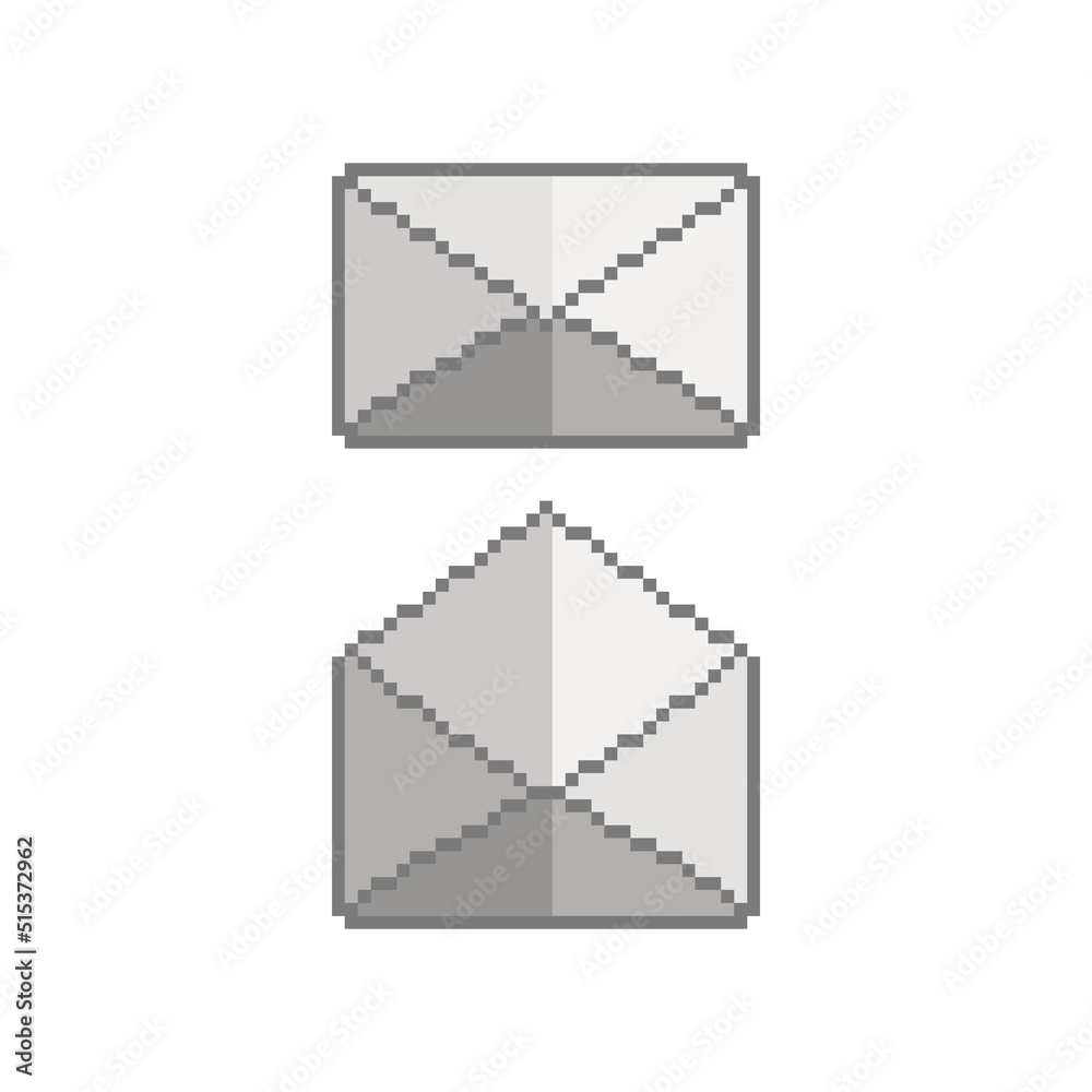 Envelope vector icon. Pixel art. 8 bit logo. eps10 Envelope vector icon. Pixel art. 8 bit logo. eps10
